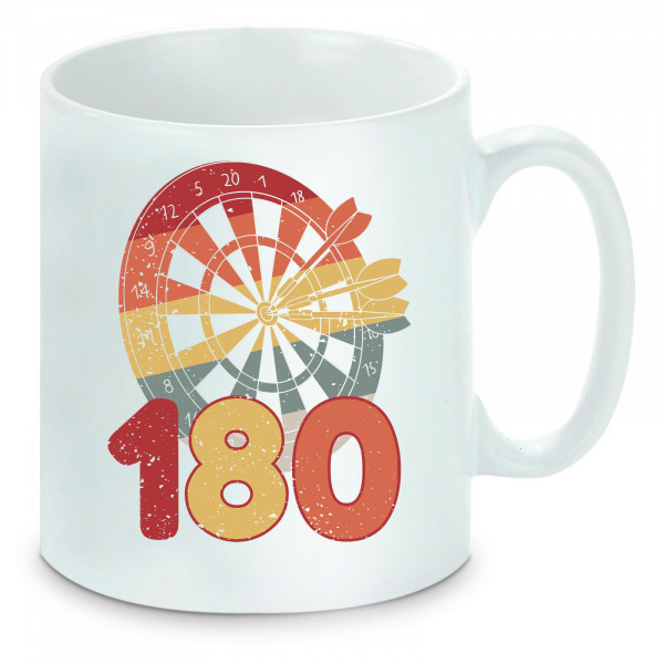 Tasse einfarbig Darts Retro 180