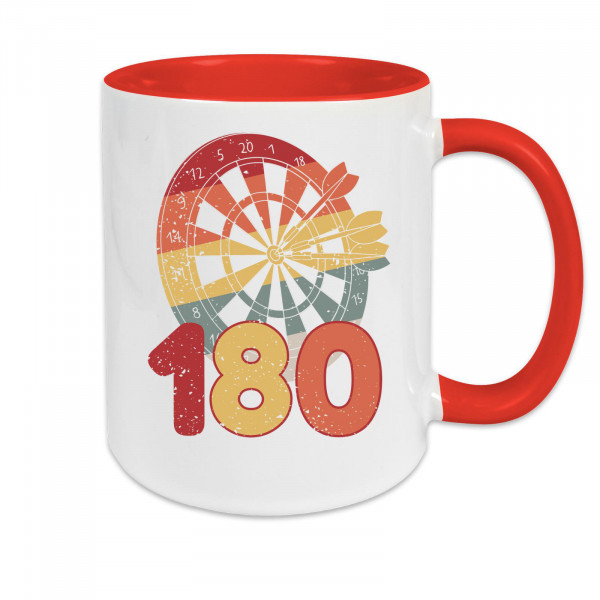 Tasse zweifarbig Darts Retro 180