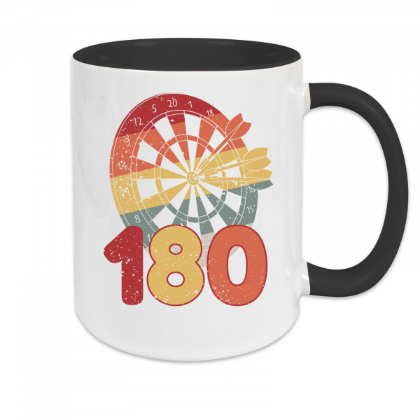 Tasse zweifarbig Darts Retro 180