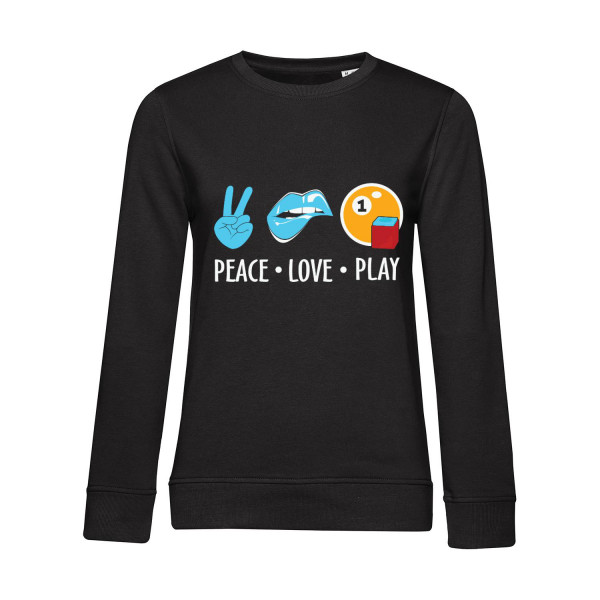 Nachhaltiges Sweatshirt Damen Billard Peace Love Play